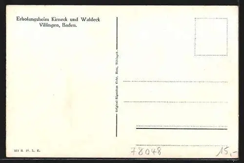 AK Villingen / Baden, Kurhotel Kirneck und Kurhotel Waldeck