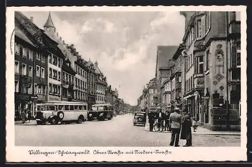 AK Villingen /Schwarzwald, Obere Strasse und Niedere-Strasse mit Geschäften