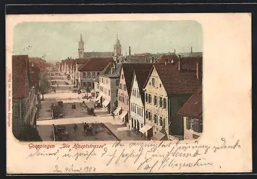 AK Goeppingen, Hauptstrasse mit Passanten