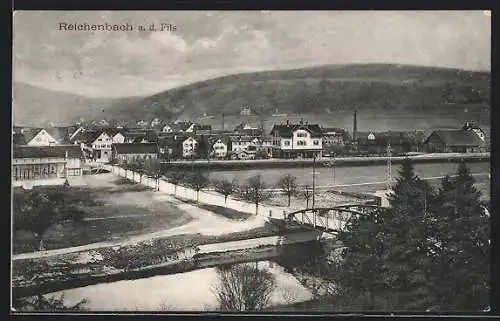 AK Reichenbach a. d. Fils, Teilansicht mit Brücke