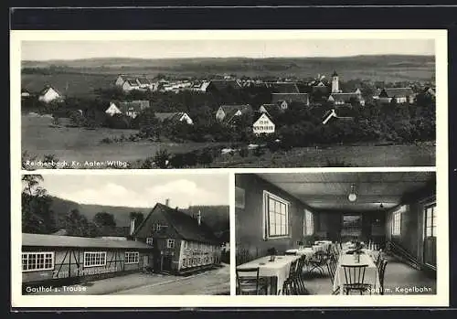 AK Reichenbach Kr. Aalen, Gasthof zur Traube, Inneres Saal mit Kegelbahn, Teilansicht