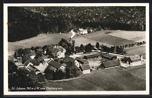 AK St. Johann / Schwäbische Alb, Teilansicht, Fliegeraufnahme