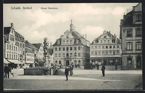 AK Schwäb. Gmünd, Oberer Marktplatz mit Mariensäule