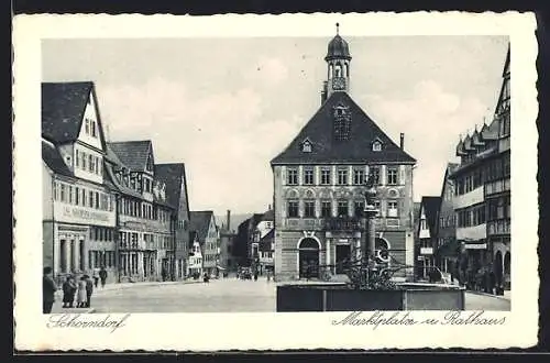 AK Schorndorf /Württ., Marktplatz und Rathaus