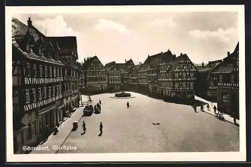 AK Schorndorf / Württ., Marktplatz mit Brunnen