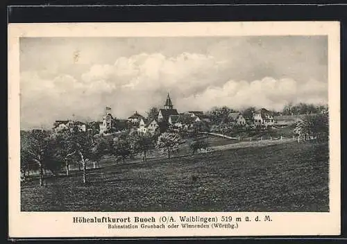 AK Buoch O/A. Waiblingen, Ortspartie mit Kirche