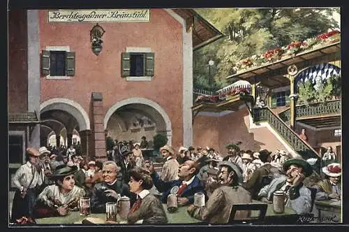Künstler-AK Franz Kulstrunk: Berchtesgaden, gesellige Runde im Bräustübl
