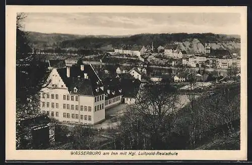 AK Wasserburg am Inn, Teilansicht mit Kgl. Luitpold-Realschule