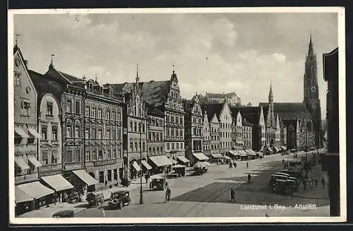 AK Landshut / Isar, Strassenpartie in der Altstadt mit Gasthaus Kollerbräu