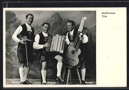 AK Schliersee, Schlierseer Trio Mayer, Schurrer und Becher mit Instrumenten