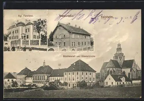 AK Kaisheim, Kgl. Forstamt, Beamtenhaus, Panorama mit Blindenanstalt und Klosterkirche