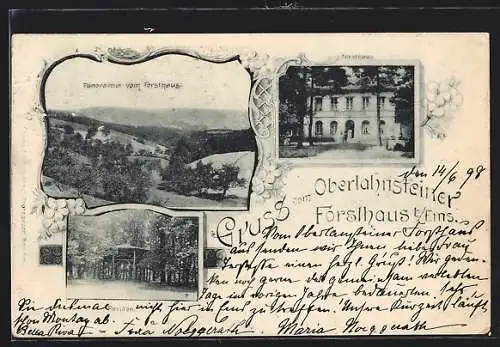 AK Ems, Gaststätte Oberlahnsteiner Forsthaus mit Pavillon, Panorama vom Forsthaus