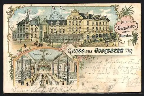 Lithographie Godesberg, Hotel Hüttenrauch vorm. Blinzler, Speise-Saal