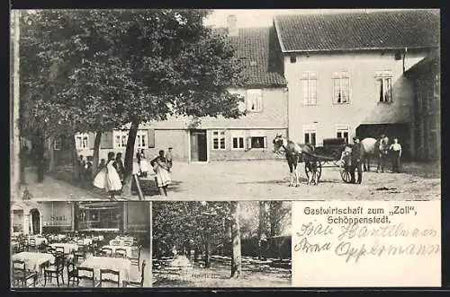 AK Schöppenstedt, Gasthaus zum Zoll, Innenansicht, Garten