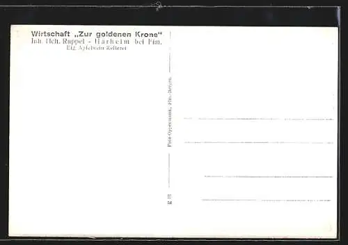 AK Frankfurt-Harheim, Blick in versch. Ortspartien, Wirtschaft Zur goldenen Krone, Inh. Hch. Ruppel