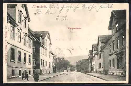 AK Altenstadt / Schongau, Hautpstrasse mit Gemischtwarengeschäft