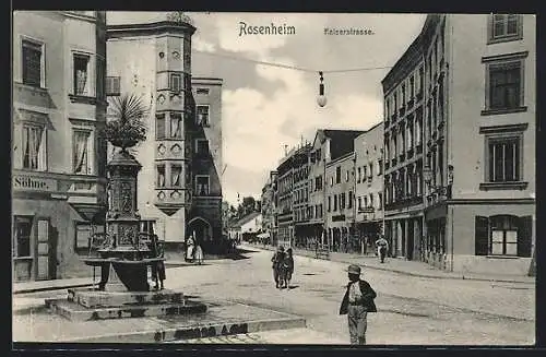 AK Rosenheim, Brunnen auf der Kaiserstrasse