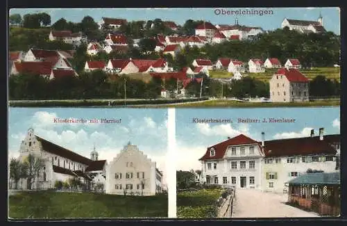 AK Oberelchingen, Klosterbrauerei, Klosterkirche mit Pfarrhof, Gesamtansicht