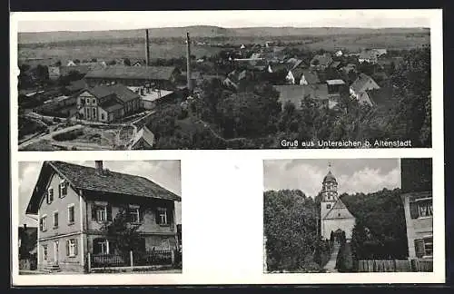 AK Untereichen / Altenstadt, Bäckerei und Kolonialwarenladen Hans Medel, Kirche