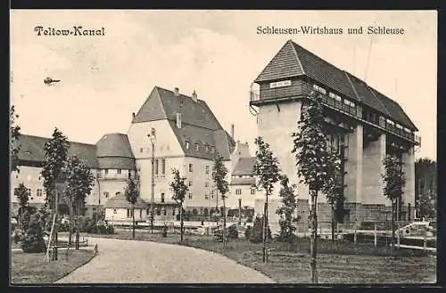 AK Kleinmachnow, Schleusen-Gasthaus und Schleuse am Teltow-Kanal