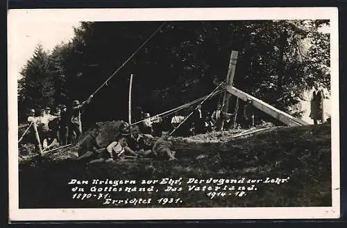 Foto-AK Schüttentobel, Aufbau vom Kriegsehrenkreuz