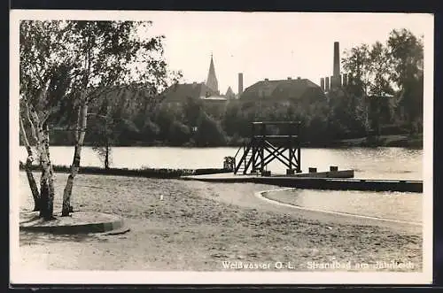 AK Weisswasser /O.-L., Strandbad am Jahnteich