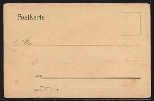 Lithographie Beverstedt, Seedorffs Hotel, Poststrasse mit Geschäftshaus H. Dauber, Molkerei