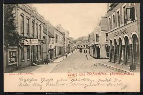 AK Hadersleben, Grossestrasse mit Handlung F. Kirschstein