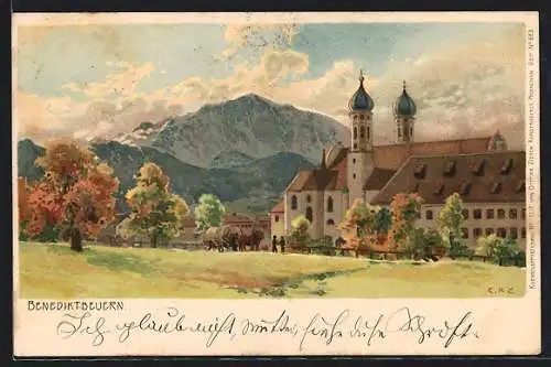 Künstler-AK Edward Harrison Compton: Benediktbeuern, Blick auf das Kloster