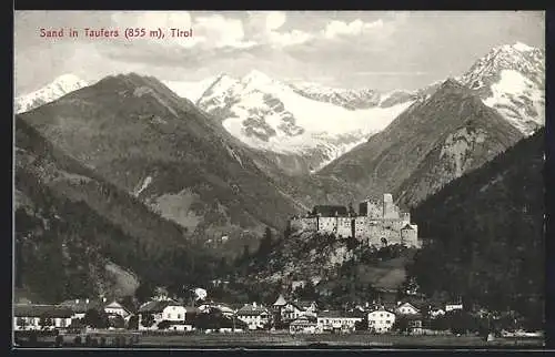 AK Sand in Taufers, Ortspartie vor Bergpanorama