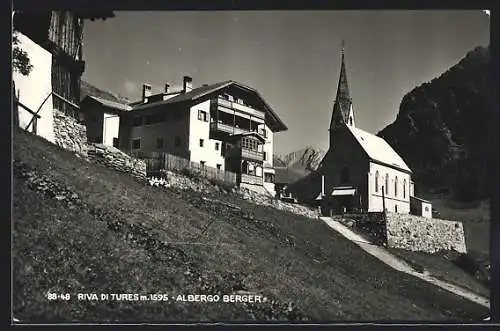 AK Rein in Taufers, Ortsansicht mit Kirche, Albergo Berger