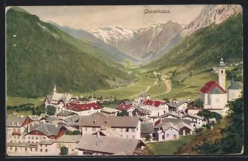 AK Gossensass, Ortsansicht mit Blick ins Tal