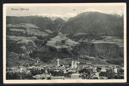 AK Brixen, Ortsansicht von einem Berg aus