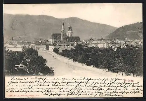 AK Brixen, Strassenpartie mit Kirche