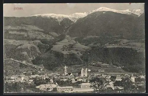 AK Brixen, Ortsansicht von einem Berg aus
