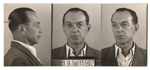 Fotografie Polizeifoto / Mugshot, Stefan Ernst, festgenommne 1950 in Wien