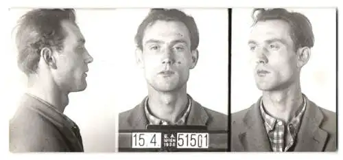 Fotografie Polizeifoto / Mugshot, Johann Gassner, festgenommen 1958 in Wien