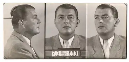 Fotografie Polizeifoto / Mugshot, Wilhelm Dokadpil, festgenommen 1950 zu Wien, Polizei