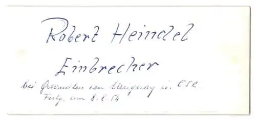 Fotografie Polizeifoto / Mugshot, Robert Heindel, Einbrecher, festgenommen am 08.08.1954 in Wien