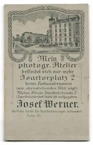 Fotografie Joseph Werner, München, Isarthorplatz 2, bayerisches Mädl im weissen Kleid zur Kommunion