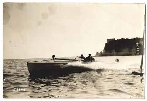 Fotografie M. Branger, Paris, Speedboot Mors Calypso vor Monaco
