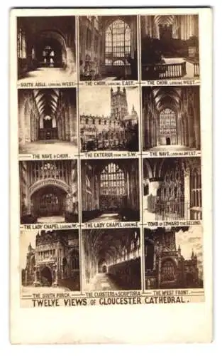 Fotografie unbekannter Fotograf, Ansicht Cloucester, Cloucester Cathedral, Choir, Exterior, Nave, Tomb of Edward, Front