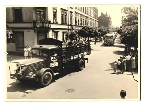 15 Fotografien M. Gardill, Bamberg, Ansicht Bamberg, Spedition A. Kraemer, Thorackerstr. 3a, LKW Fuhrpark & Prospekt