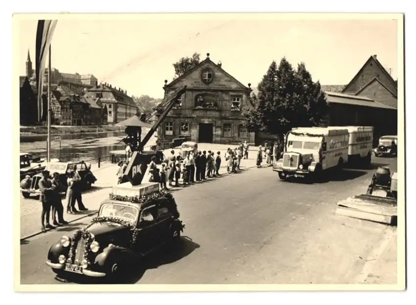 15 Fotografien M. Gardill, Bamberg, Ansicht Bamberg, Spedition A. Kraemer, Thorackerstr. 3a, LKW Fuhrpark & Prospekt 12