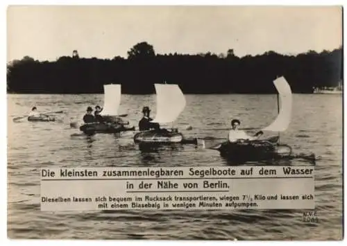 Fotografie unbekannter Fotograf, Ansicht Berlin, die kleinsten zusammenlegbaren Segelboote
