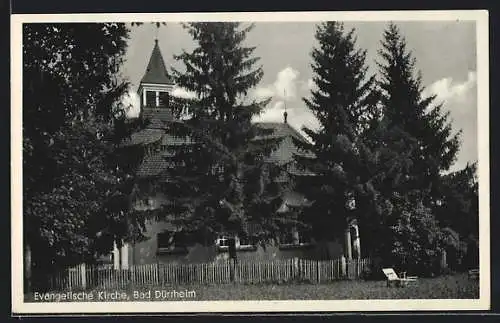 AK Bad Dürrheim, Evangelische Kirche mit Liegestuhl