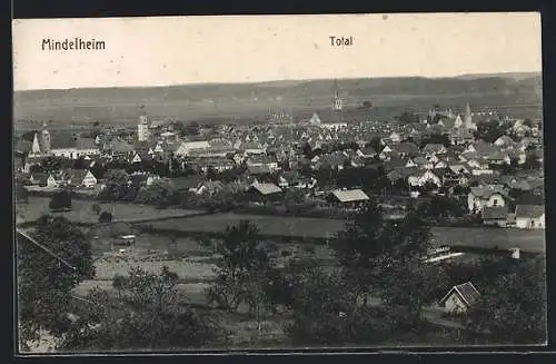 AK Mindelheim, Ortsansicht aus der Vogelschau