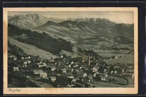 AK Burgberg / Allgäu, Ansicht mit Kirche von oben