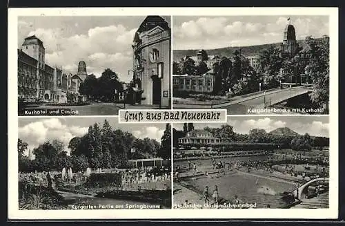 AK Bad Neuenahr, Städtisches Garten-Schwimmbad, Kurhotel und Casino