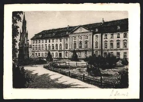 Künstler-AK Greifswald, Universität, Radierung